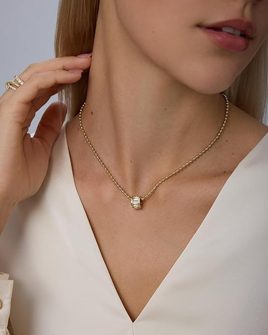 Dainty Rondelle Pendant Necklace