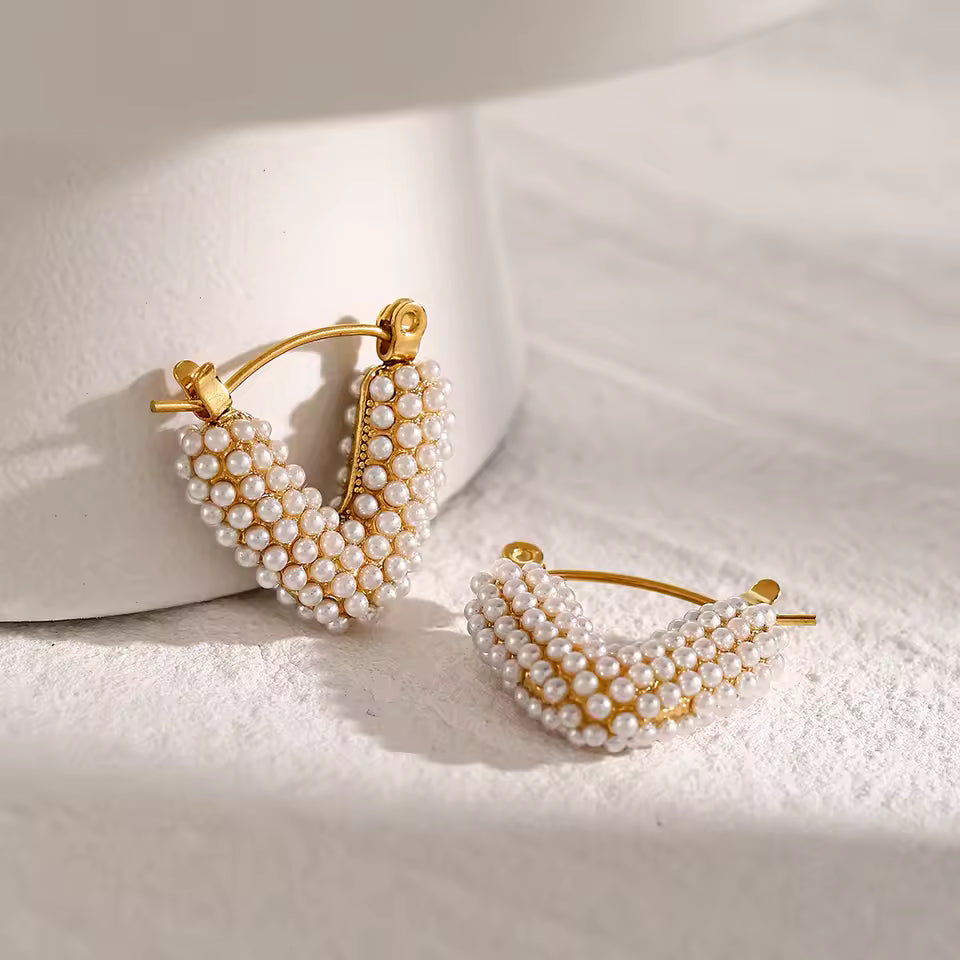 Small Pearl Hoops with Pearls
