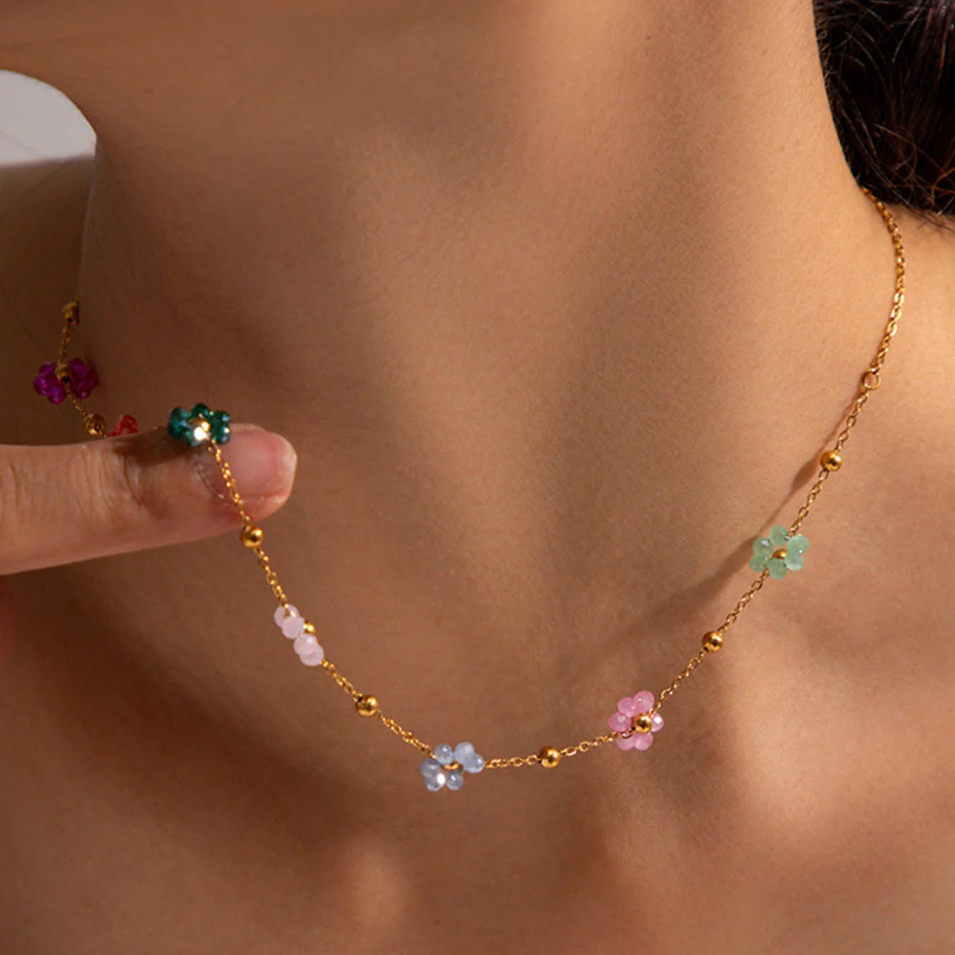 Colorful Flowers Necklace