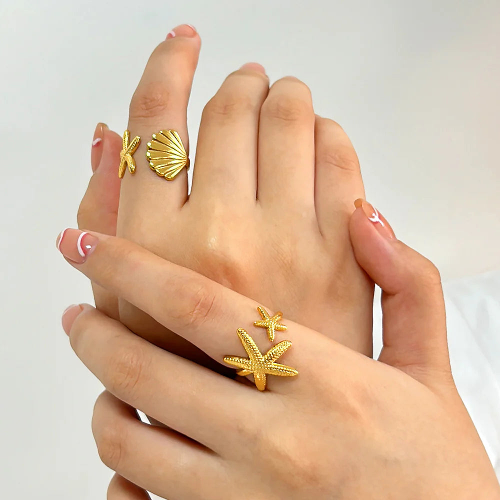 Seashell & Starfish Ring