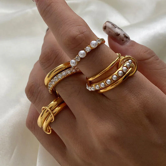 Stacked Freshwater Pearl Ring