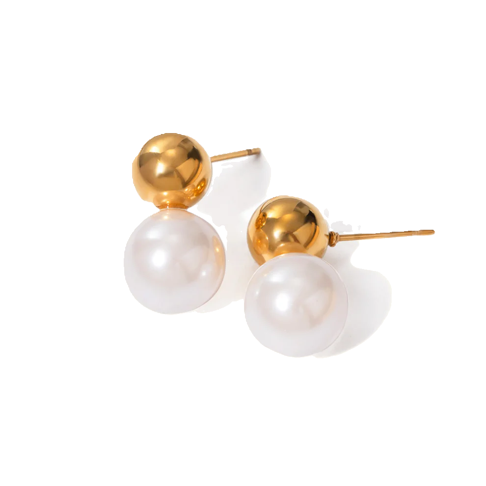 Pearl Studs with Gold