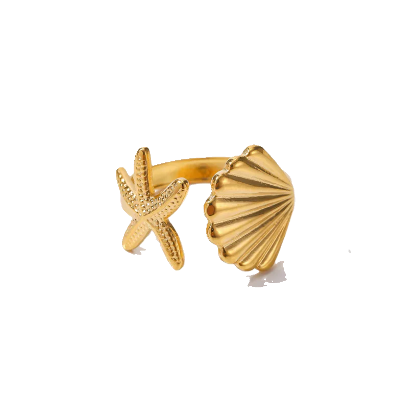 Seashell & Starfish Ring