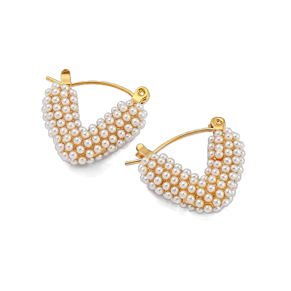 Small Pearl Hoops with Pearls
