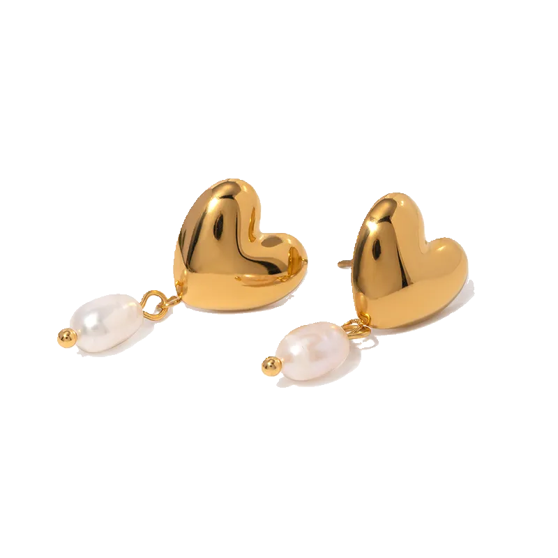 Heart Pearl Earrings
