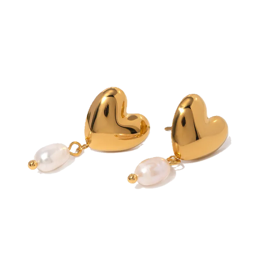 Heart Pearl Earrings