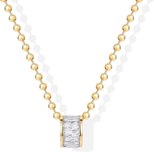 Dainty Rondelle Pendant Necklace