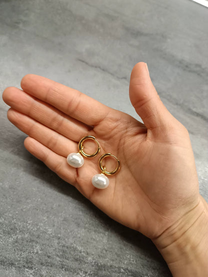 Pearl Drop Mini Hoops