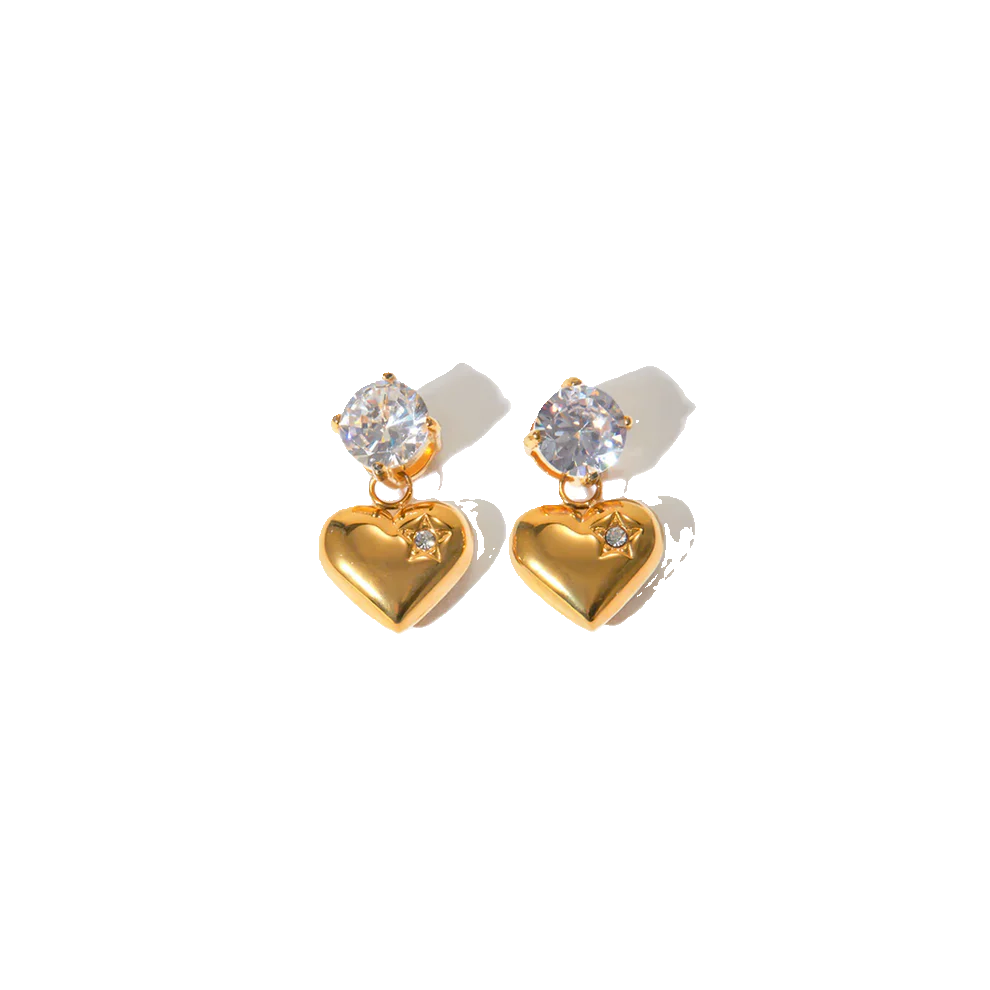 Heart Studs with Diamonds