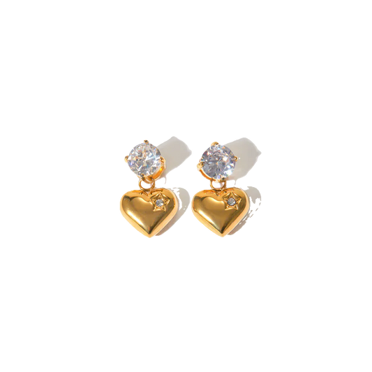 Heart Studs with Diamonds