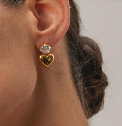Heart Studs with Diamonds