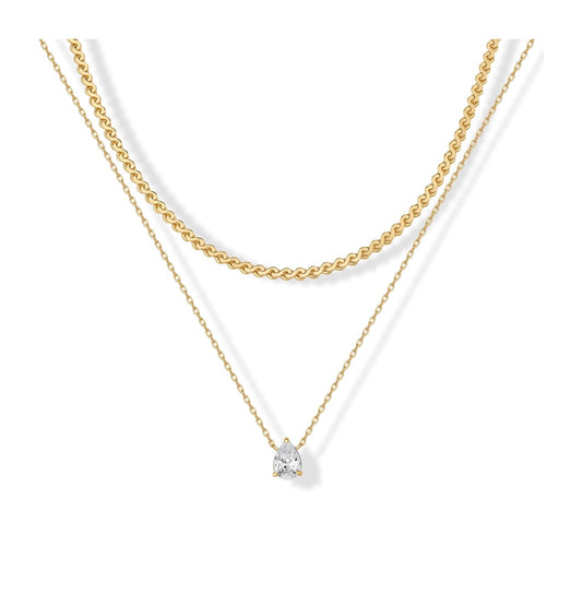 Chain Layering Choker with Round Solitaire