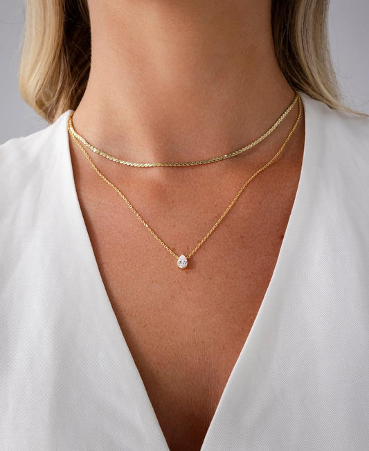 Chain Layering Choker with Round Solitaire