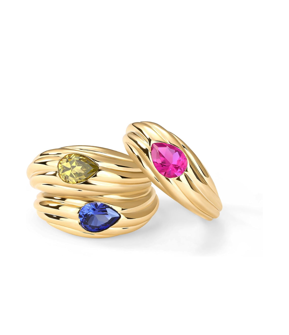 Chunky Colored Gemstones Ring