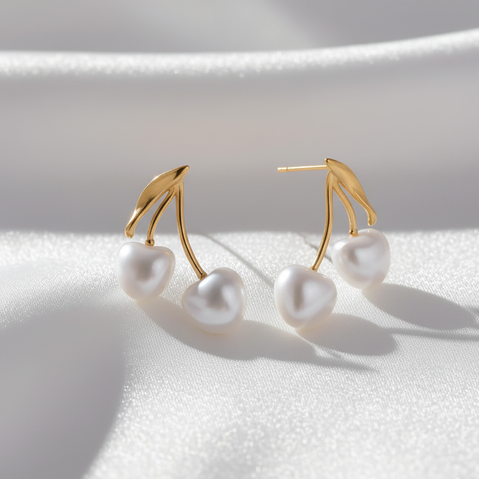 White Cherries Earrings