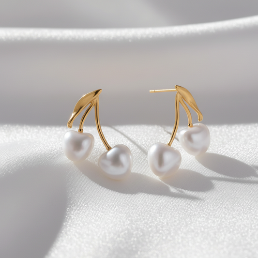 White Cherries Earrings