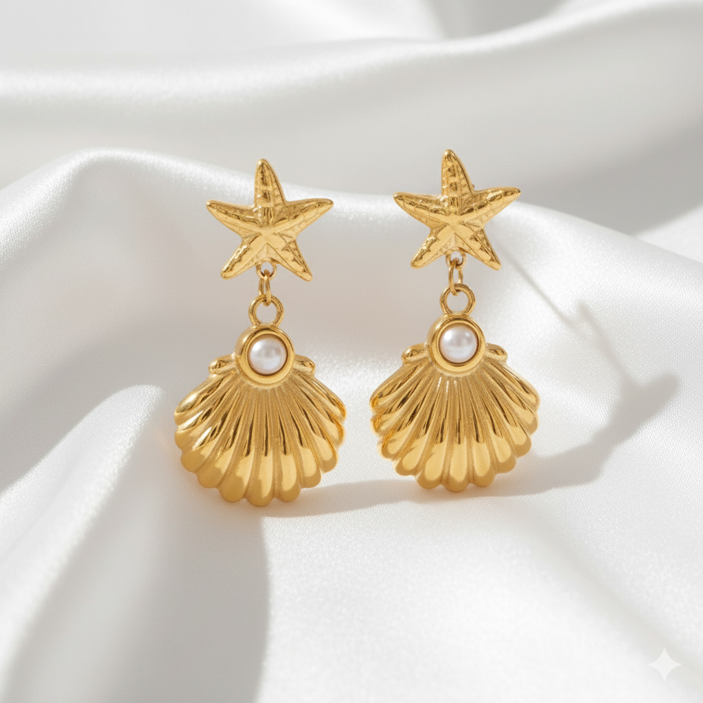 Seashell with starfish earrings