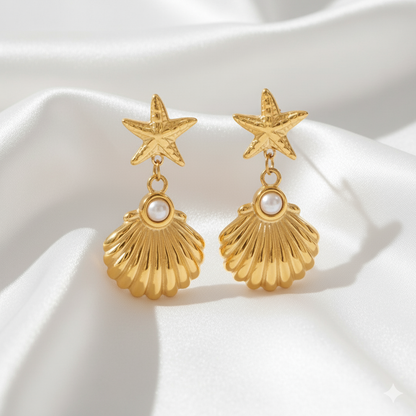 Seashell with starfish earrings
