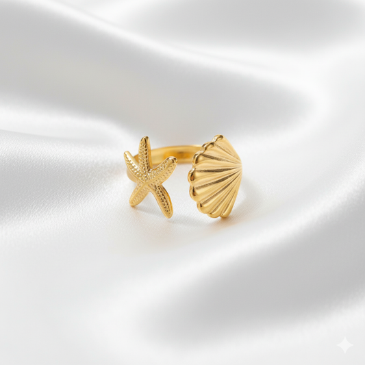 Seashell & Starfish Ring