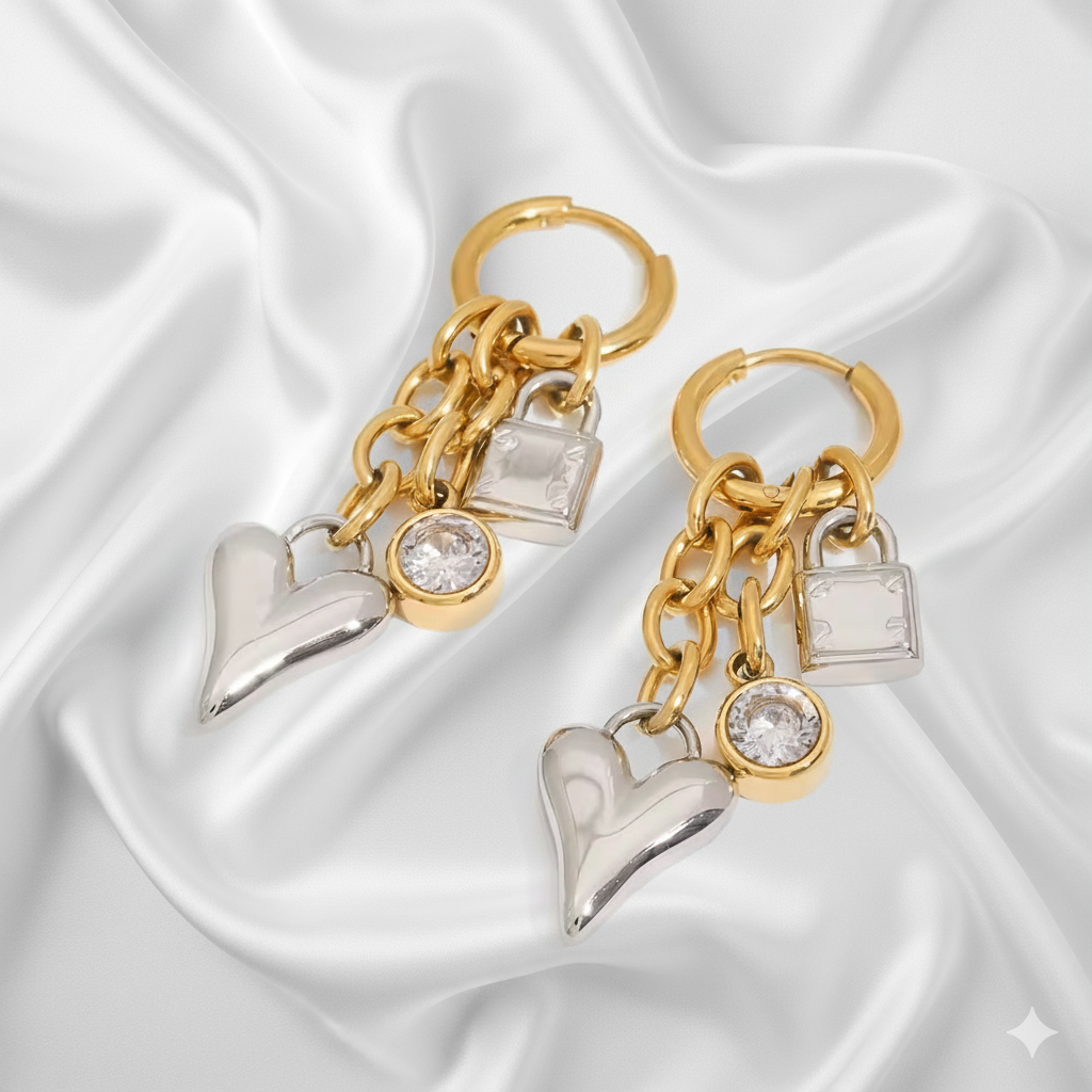 Heart & Lock Earrings