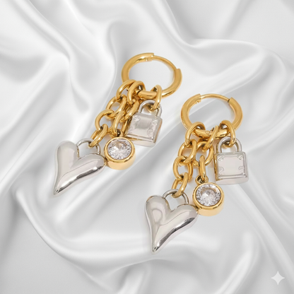 Heart & Lock Earrings
