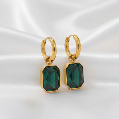 Laila Hoops- Green Zircon Drop Hoops