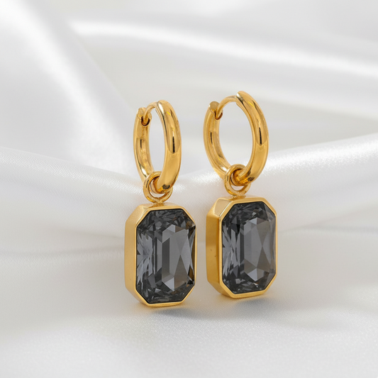 Laila Hoops- Grey Zircon Drop Hoops