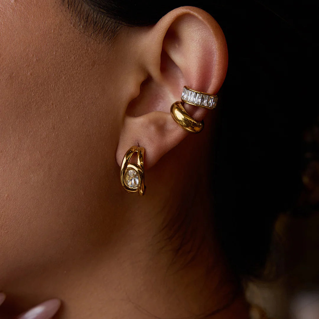 White Zircon C-shape Ear Cuffs