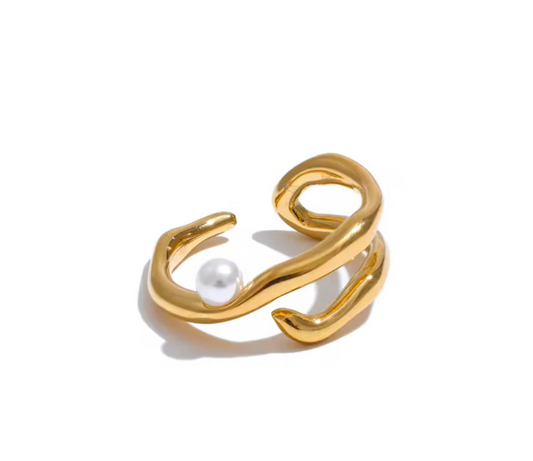 Pearls Geometric Open Chic Ring
