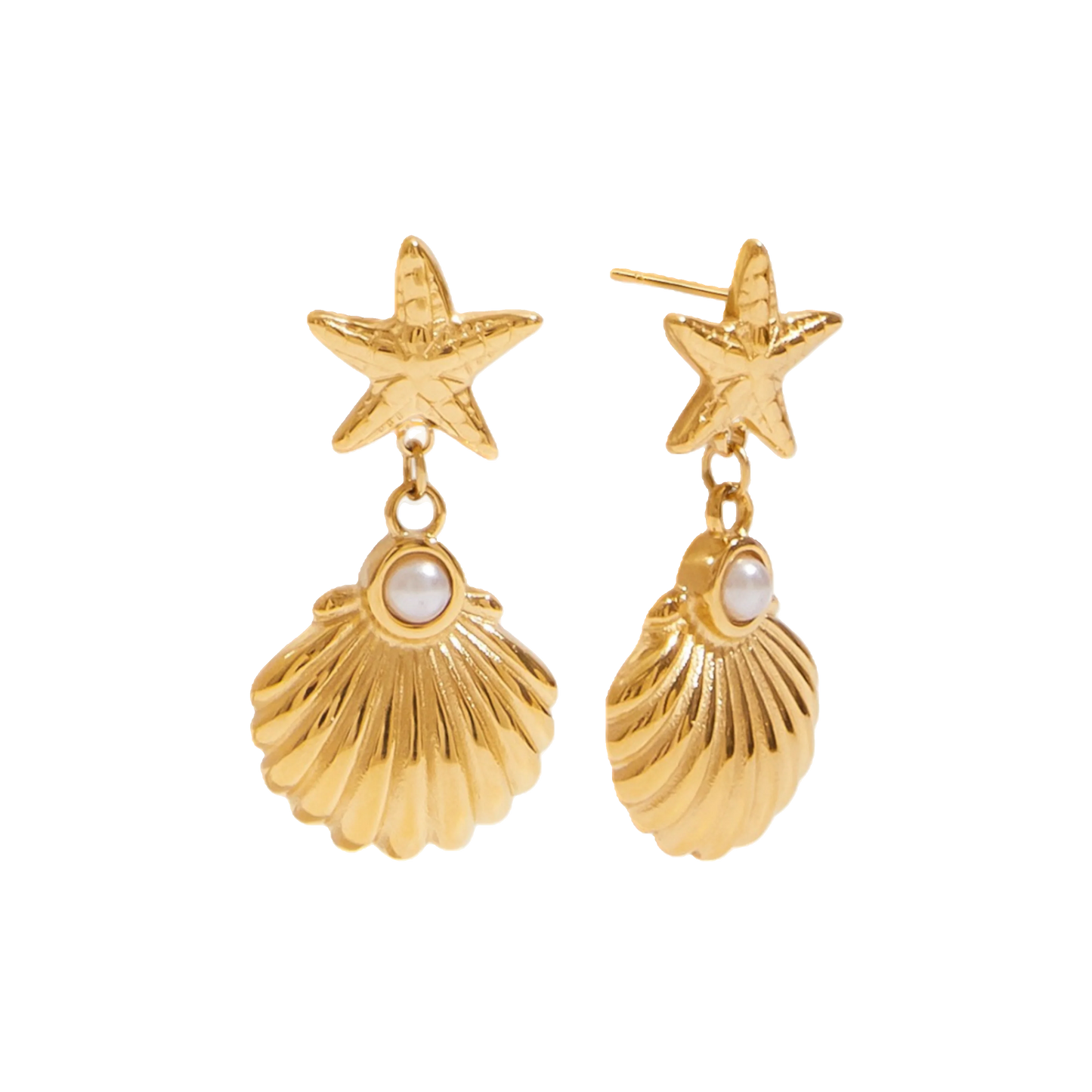 Seashell with starfish earrings