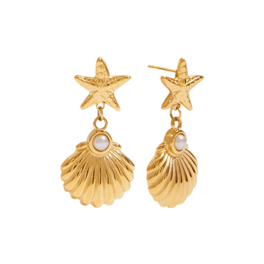 Seashell with starfish earrings