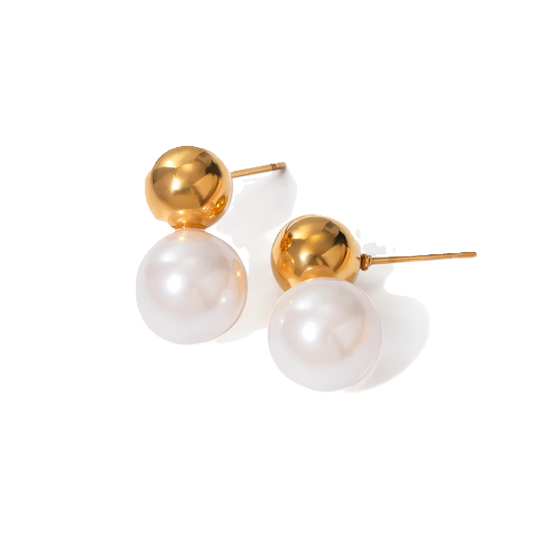 Pearl Studs with Gold