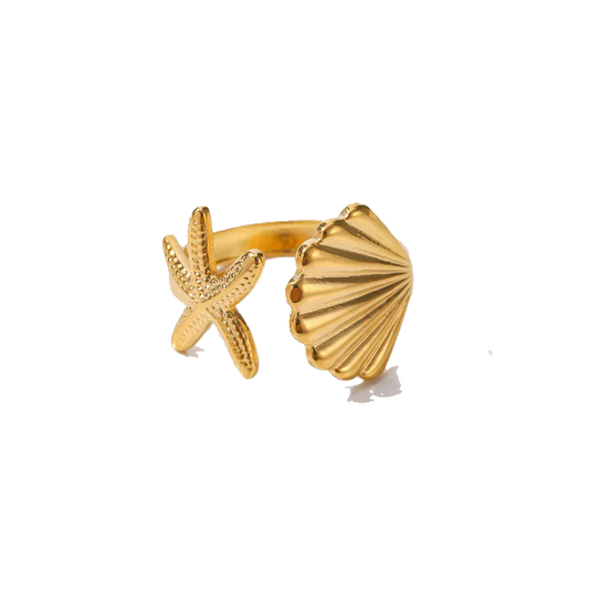 Seashell & Starfish Ring