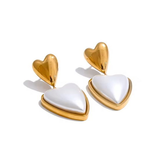 Pearl Heart Earrings