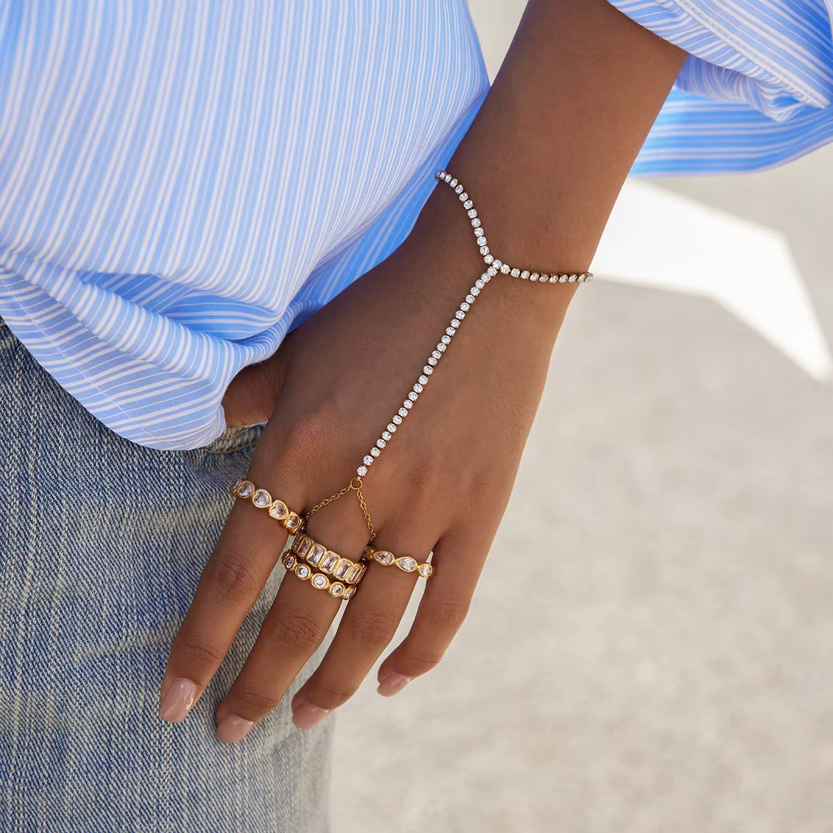 Delicate Cubic Zirconia Hand Chain