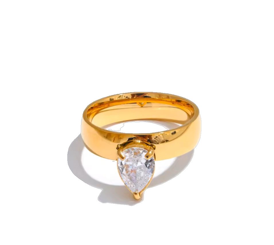 Golden Ring with Cubic Zirconia