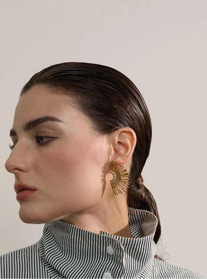 Geometric Zircon Stud Earrings