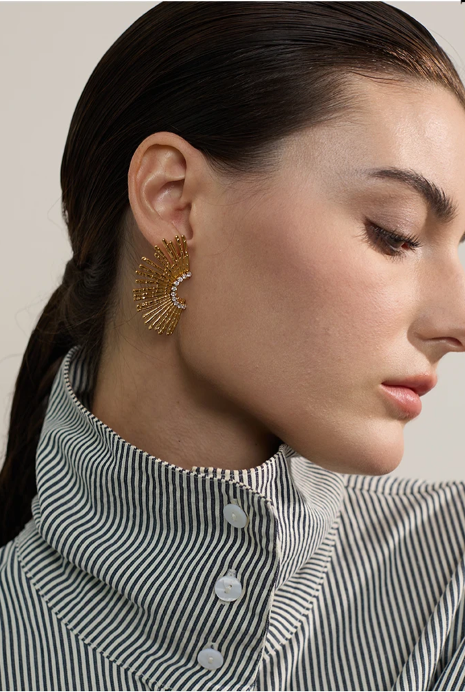 Geometric Zircon Stud Earrings