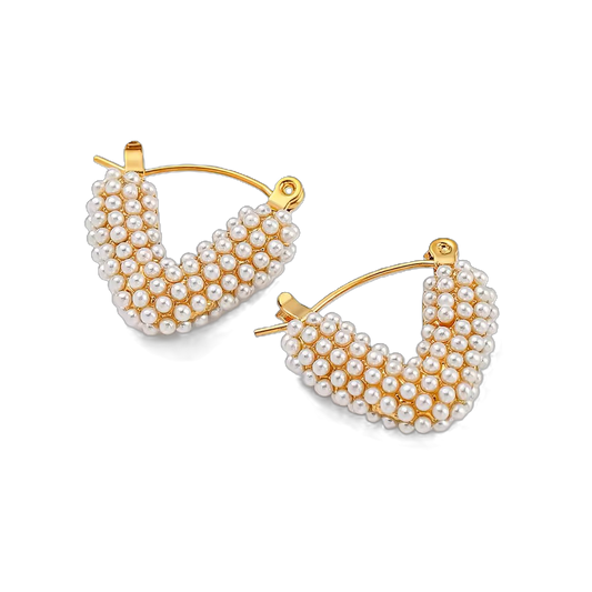 Small Pearl Hoops with Pearls